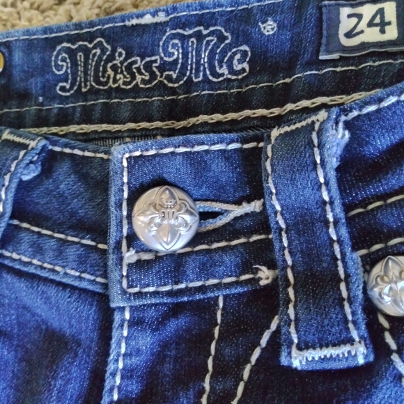 Miss Me Dark Blue jeans size 24 bling cross - Picture 8 of 8